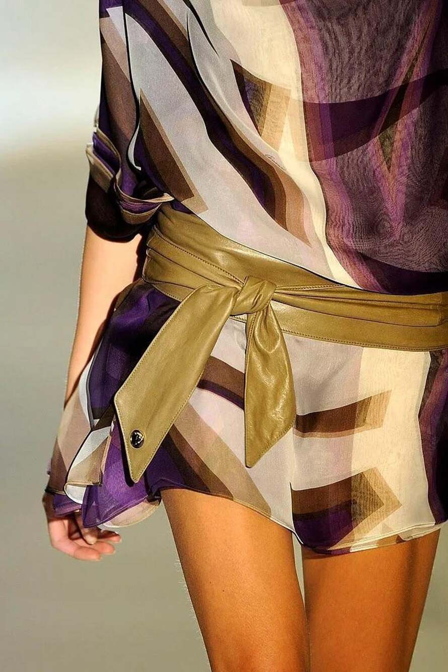 Gucci S/S 2009 Runway Leather Double Wrap Obi Sash Cinch Belt Crest (85 / 34)